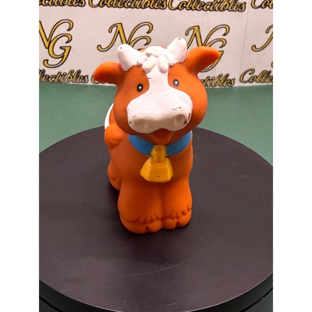 Fisher Price Little People Cow Orange White 1997 Vintage Farm Animal Toy Figure